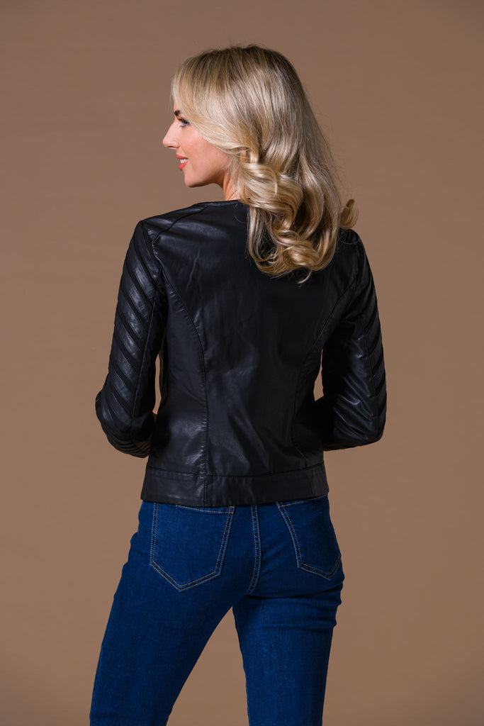 Panel Leather Jacket-Jacket-Paco
