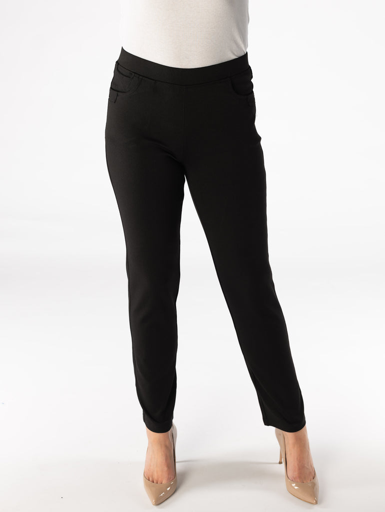22" Leg Cropped Trouser - T29050 Black-Trousers-Paco