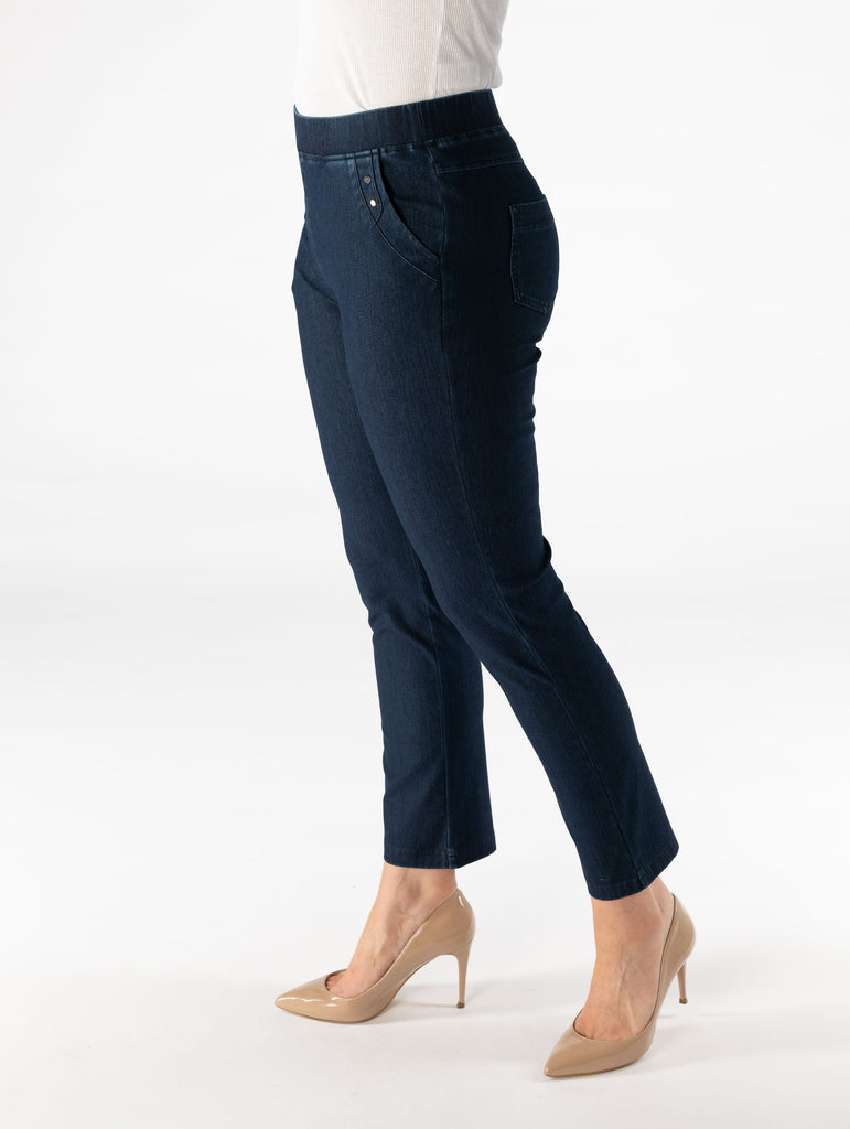 27" Denim Trouser with metal trim-Trousers-Paco