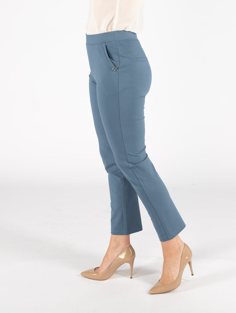 27" Leg Metal Stud Pocket Detail Trouser - T29885 - Denim-Trousers-Paco