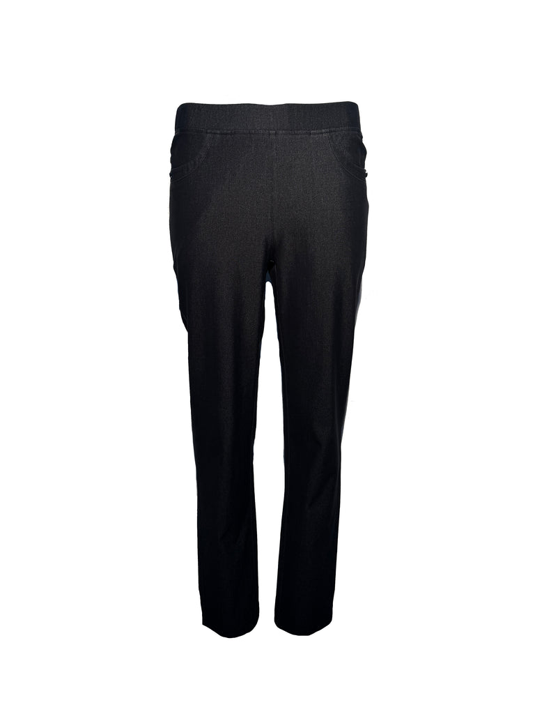 29" Leg Denim Trouser With Metal Trim Pocket - T29807 - Black-Trousers-Paco