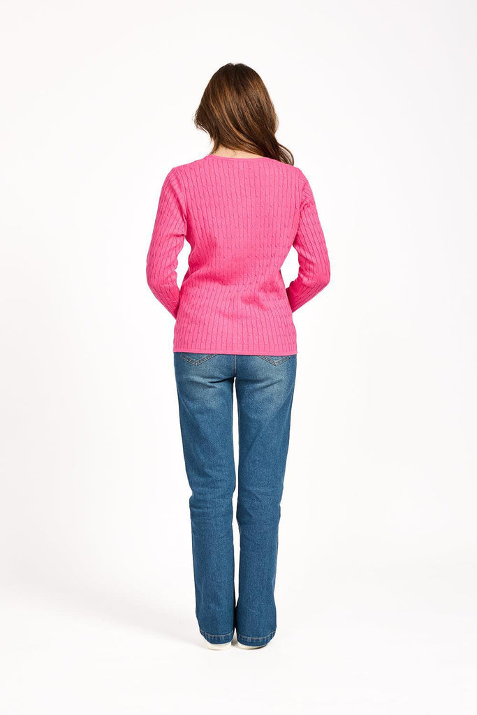 All Over Cable Button Cardigan - Pink-Knitwear-Paco