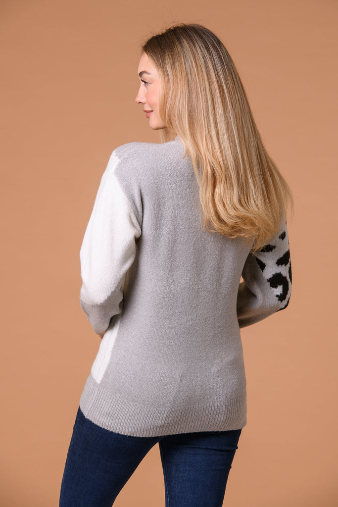 Animal Colour Block Sweater-Knitwear-Paco