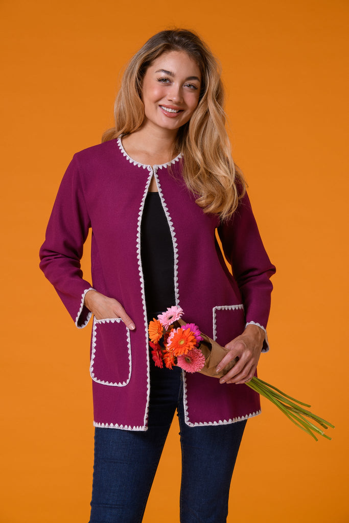 Blanket Stitch Jacket-Jackets-Paco