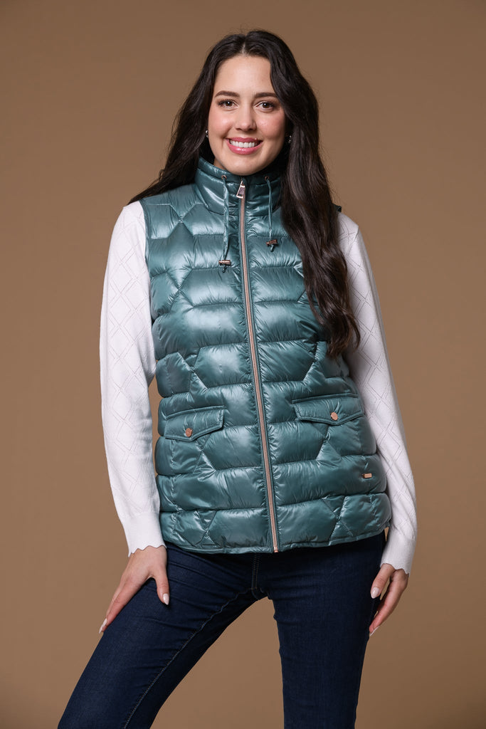 Block Quilt Gilet-Green-Gilets-Paco