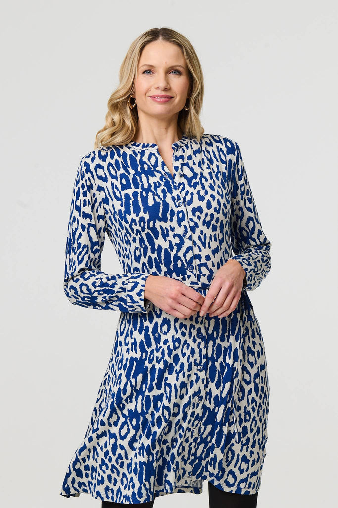 Blue Print Jersey Dress-Dresses-Paco