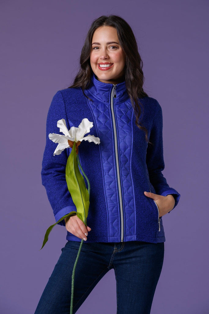 Boucle + Onion Quilt Jacket - Blue-Fleece-Paco