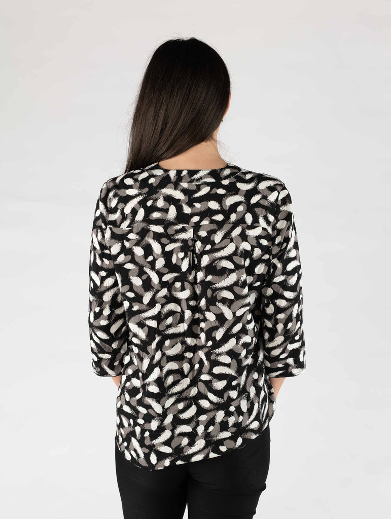 Brushstroke Print Top-Tops-Paco