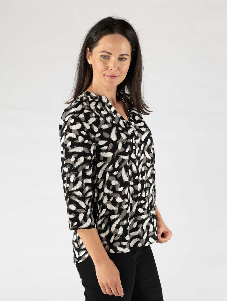 Brushstroke Print Top-Tops-Paco