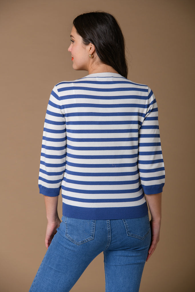 Bunny Stripe Sweater - White-Knitwear-Paco