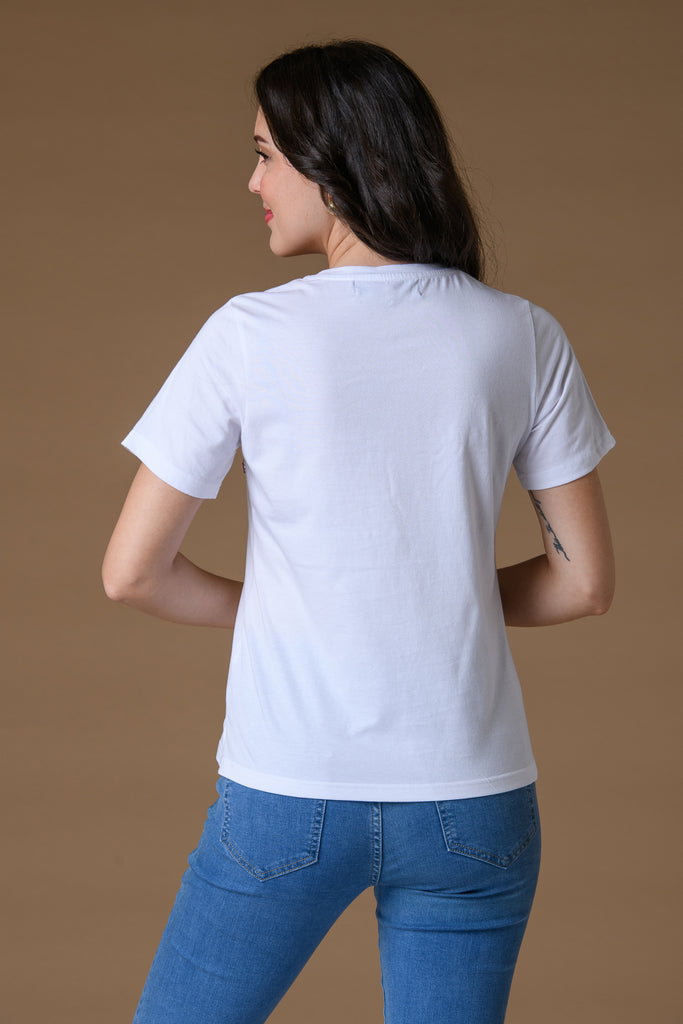 Butterfly Embellished Tee - White-Casualwear-Paco