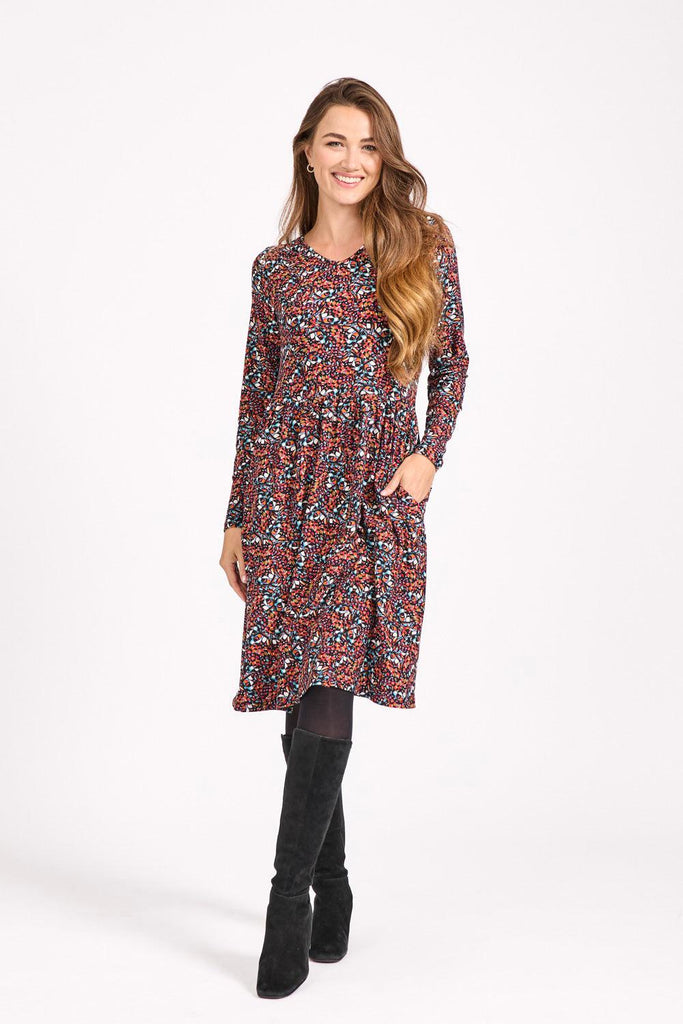 Butterfly Print Soft Touch Dress-Dresses-Paco