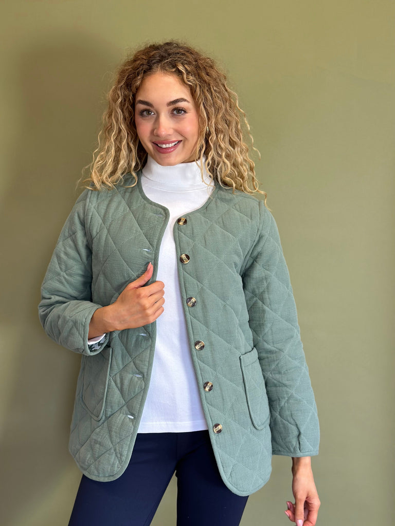 Button Quilted Jacket-Paco