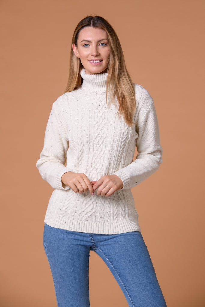 Wavy Cable Sweater Beige-Knitwear-Paco