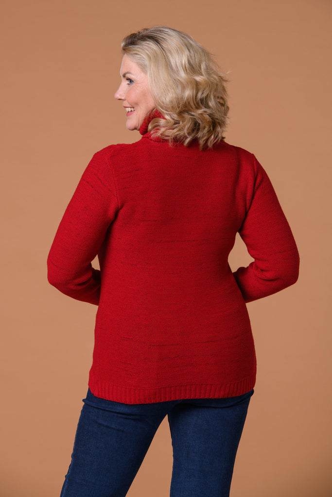 Wavy Cable Sweater Red-Knitwear-Paco