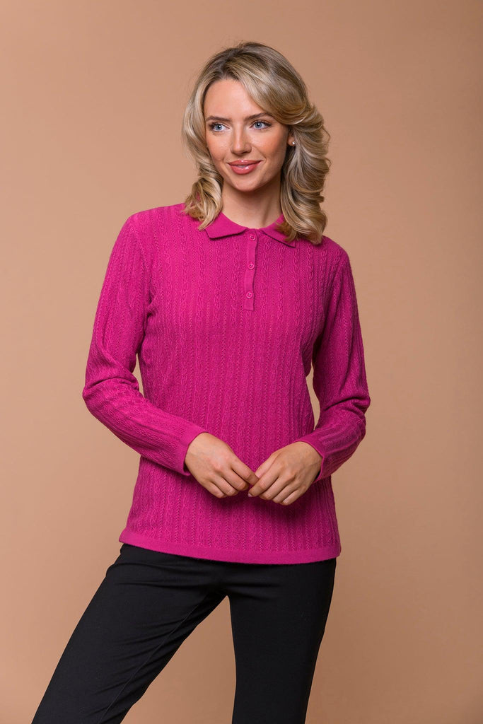 Cable Self Collar Sweater-Sweaters-Paco