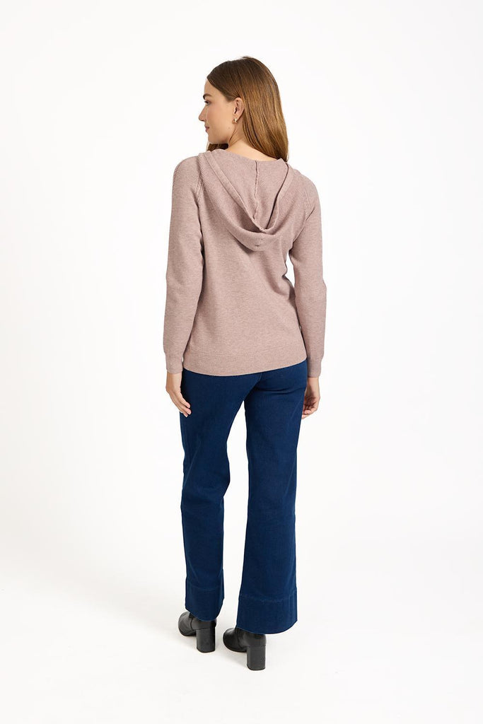 Cable-knit Zip Hooded Cardigan TAUPE SU-25MF-653-Knitwear-Paco