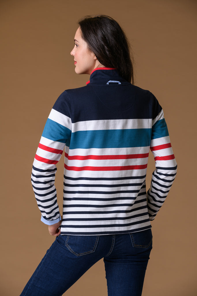 Chambray Trim Sweatshirt Navy/Red-Sportswear-Paco