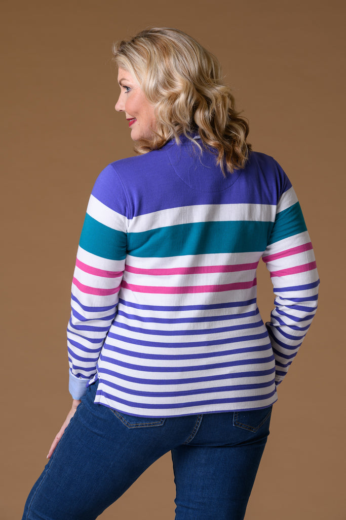 Chambray Trim Sweatshirt Purple/Pink-Sportswear-Paco