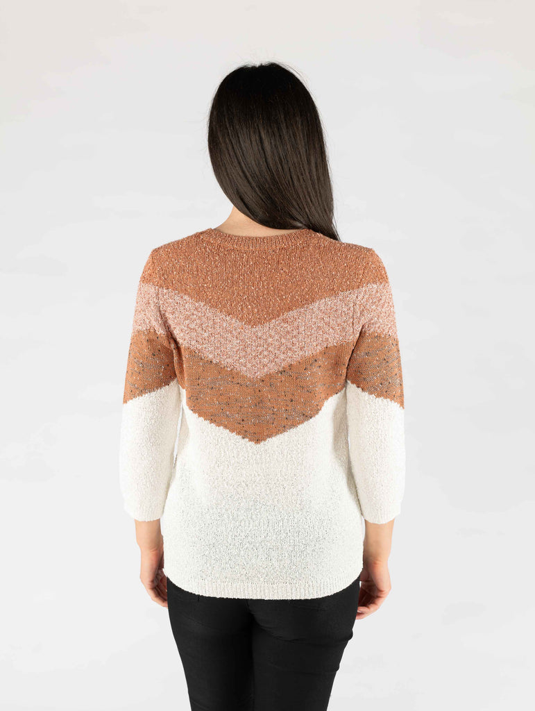 Chevron Block Popcorn Jumper-Jumpers & Cardigans-Paco