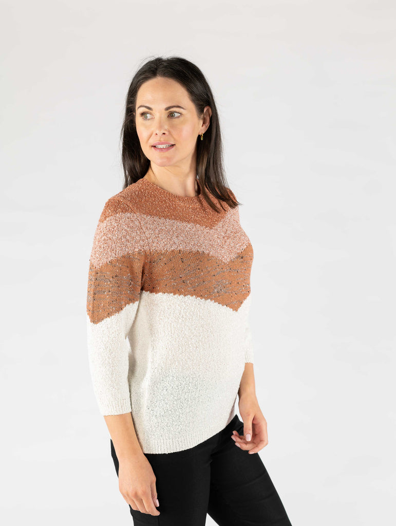 Chevron Block Popcorn Jumper-Jumpers & Cardigans-Paco