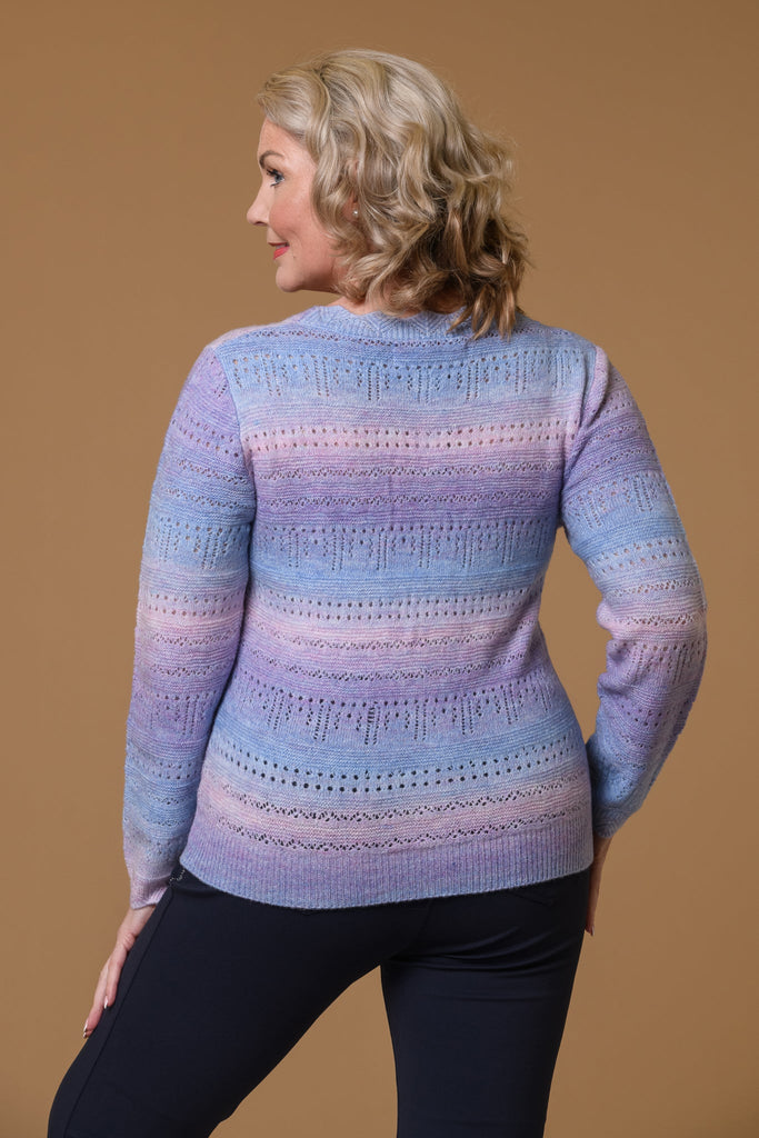 Chunky Pointelle Cardigan -Lilac-Knitwear-Paco