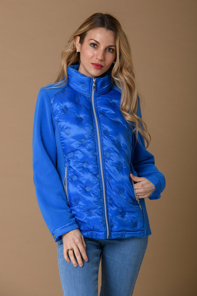 Circle Quilt & Fleece Jacket - Blue-Sportswear-Paco