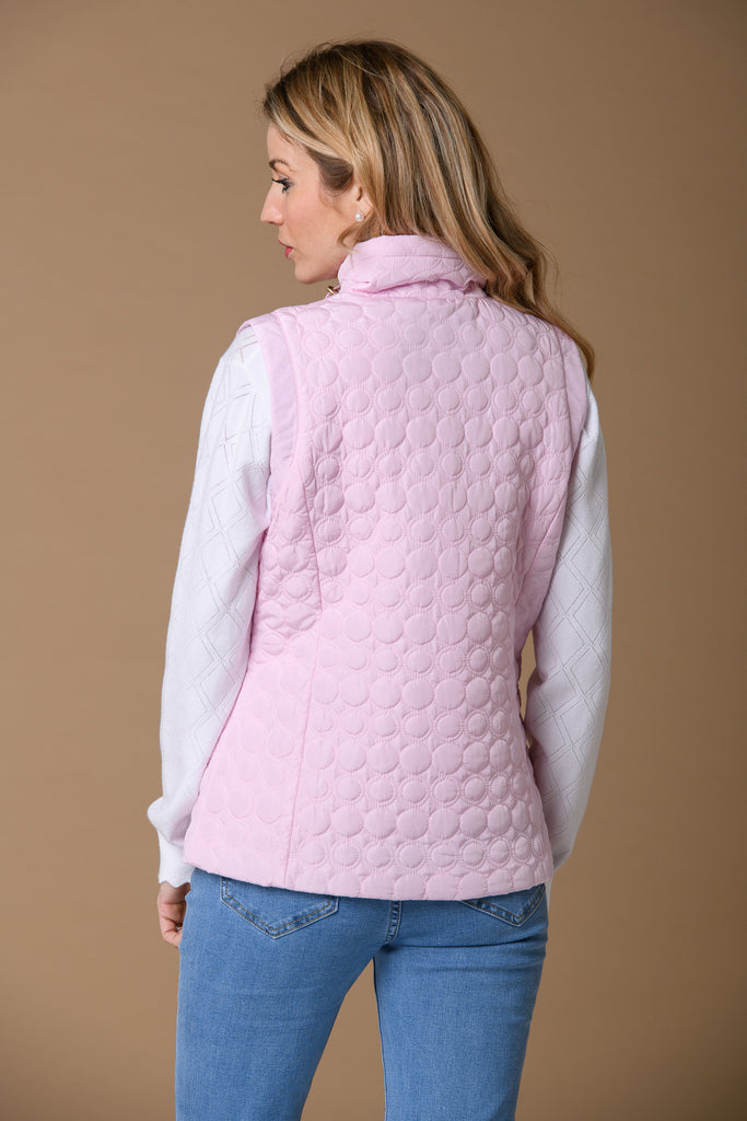 Circles Quilt Gilet - Pink-Gilets-Paco