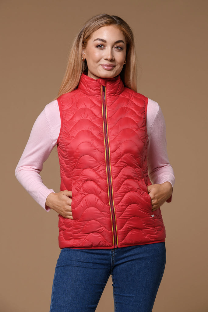 Colour Zip Gilet- Red-Gilets-Paco