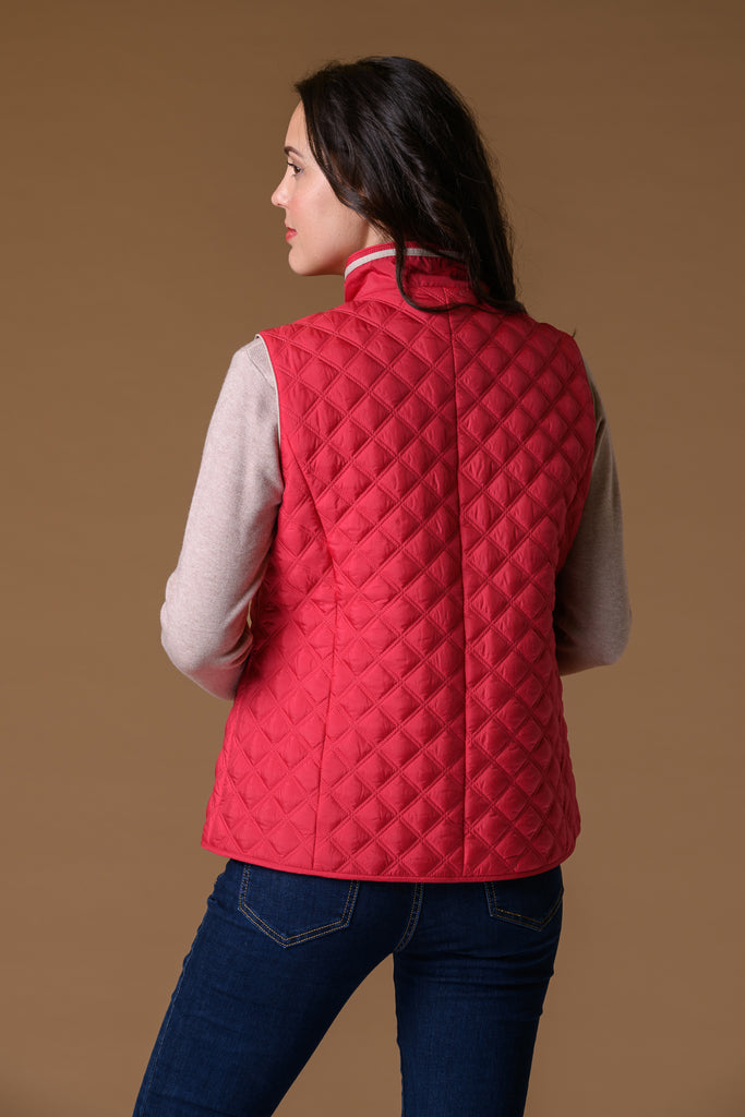 Contrast Trim Gilet - Red-Gilets-Paco