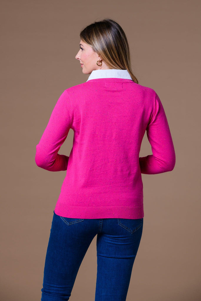 Marl Pointelle Sweater Pink-Knitwear-Paco