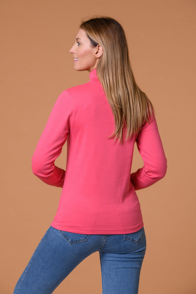 Cotton Roll Neck Top-Tops-Paco