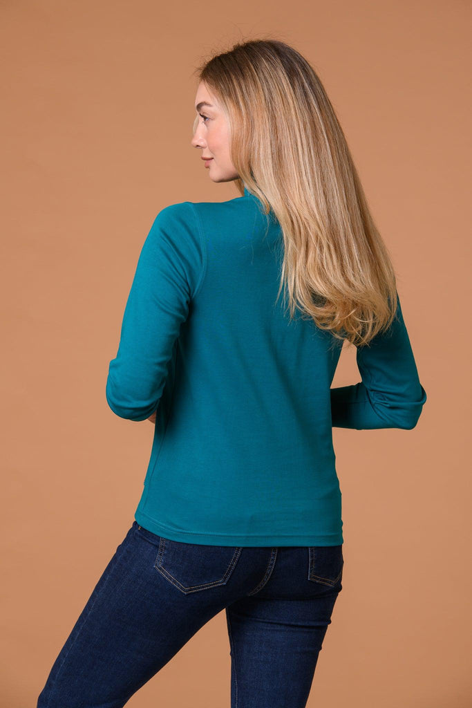 Cotton Roll Neck Top-Tops-Paco