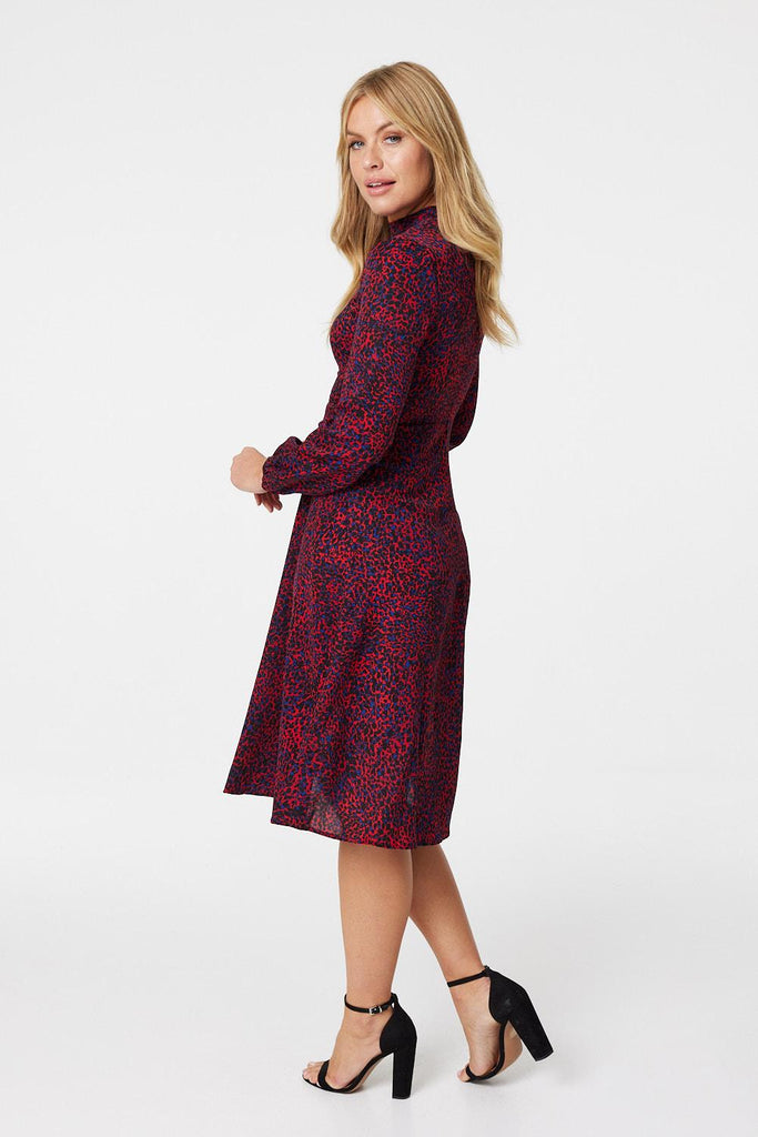 Crepe Turtle Neck Dress - RED-Dresses-Paco