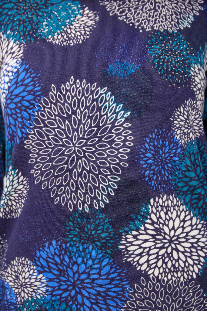 Dahlia Print Jumper Blue-Knitwear-Paco