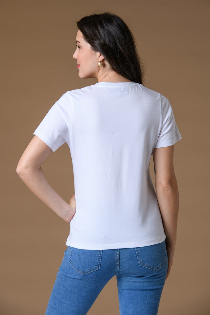 Daisy Embellished Tee - White-Casualwear-Paco