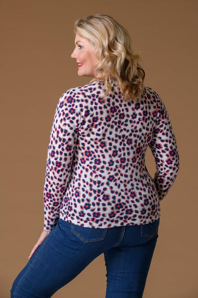Diamante Animal Print Top PINK-Casualwear-Paco