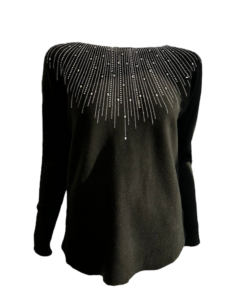 Diamante Front Sweater-Sweaters-Paco