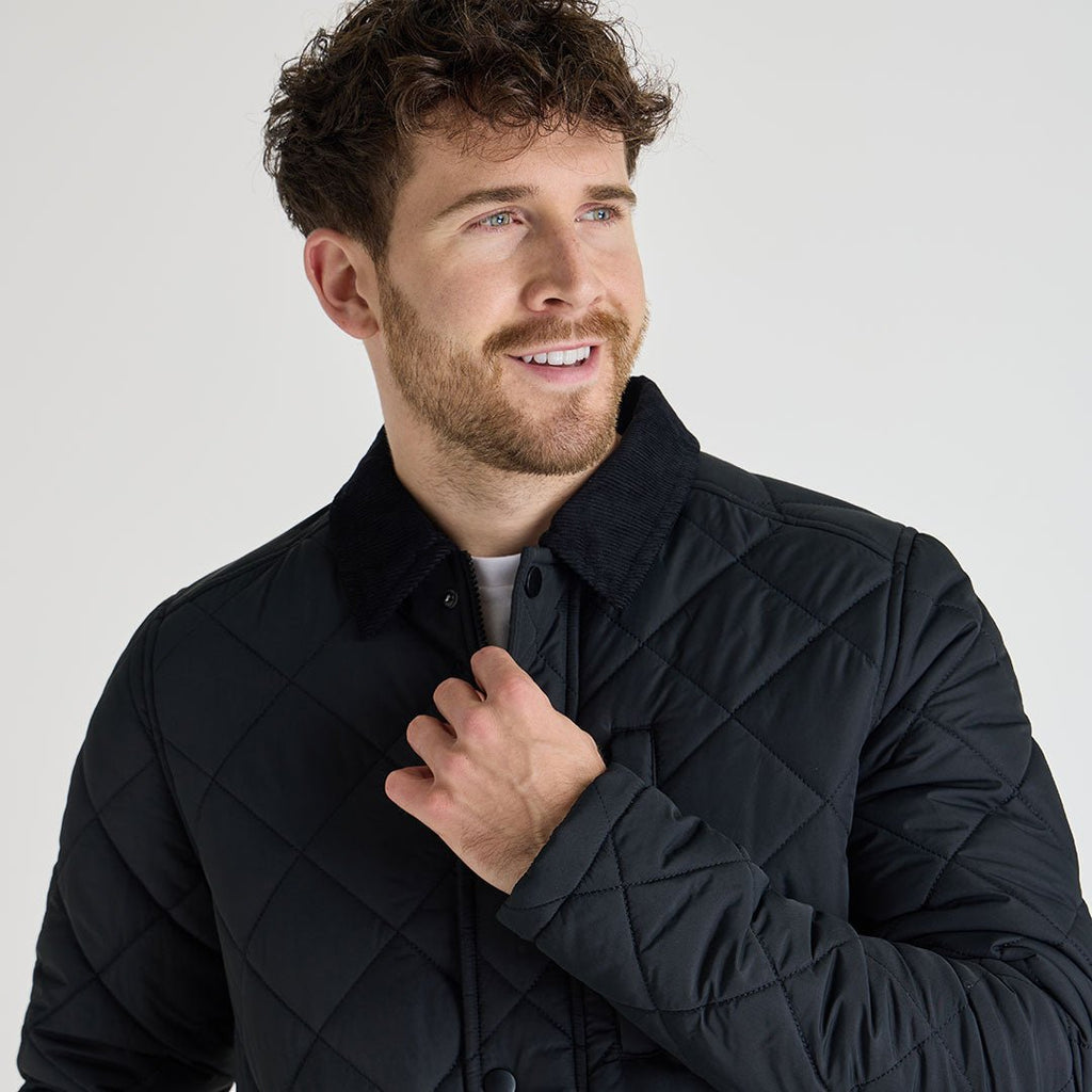 Diamond Quilted Jacket - Black-Menswear-Paco