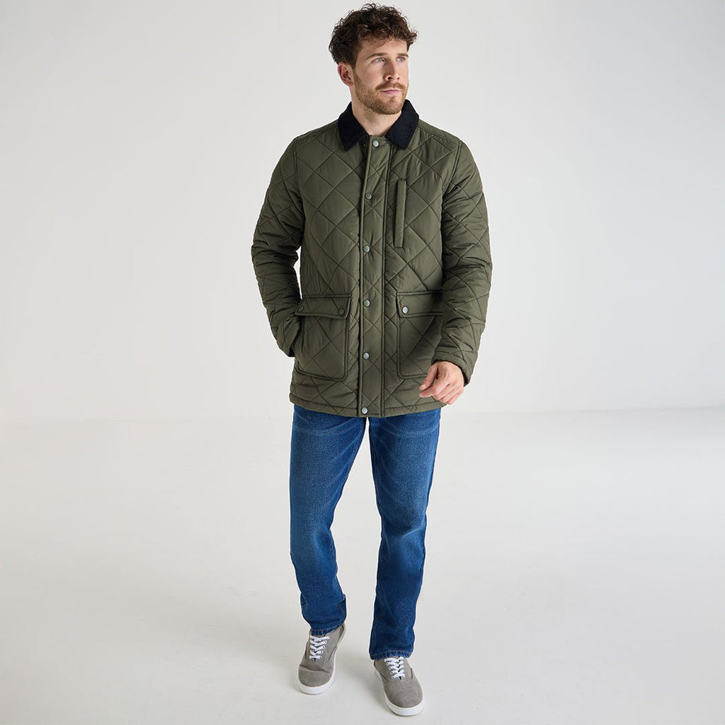 Diamond Quilted Jacket - Green-Menswear-Paco