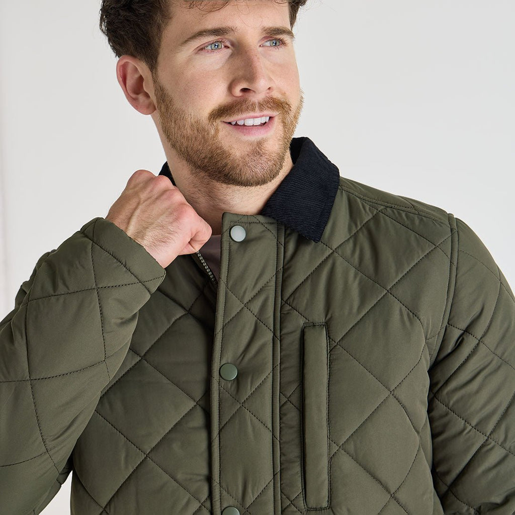 Diamond Quilted Jacket - Green-Menswear-Paco