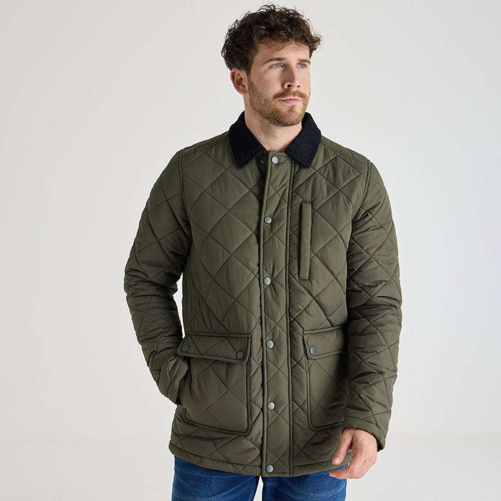 Diamond Quilted Jacket - Green-Menswear-Paco