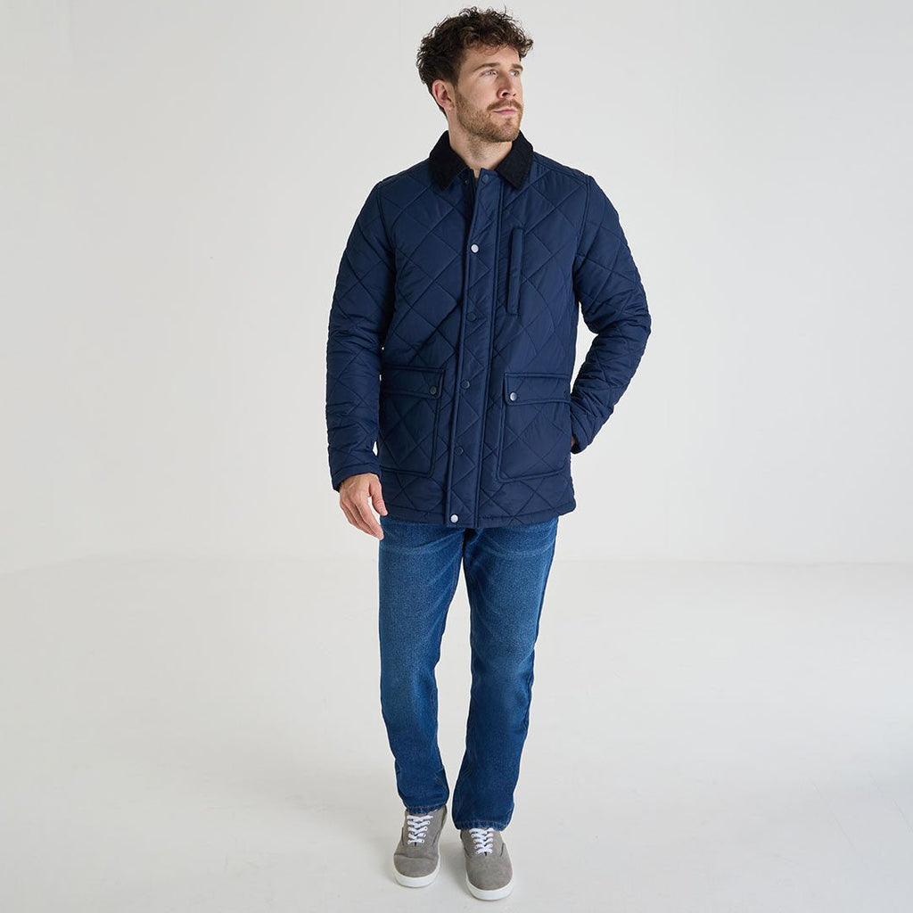 Diamond Quilted Jacket - Navy-Menswear-Paco