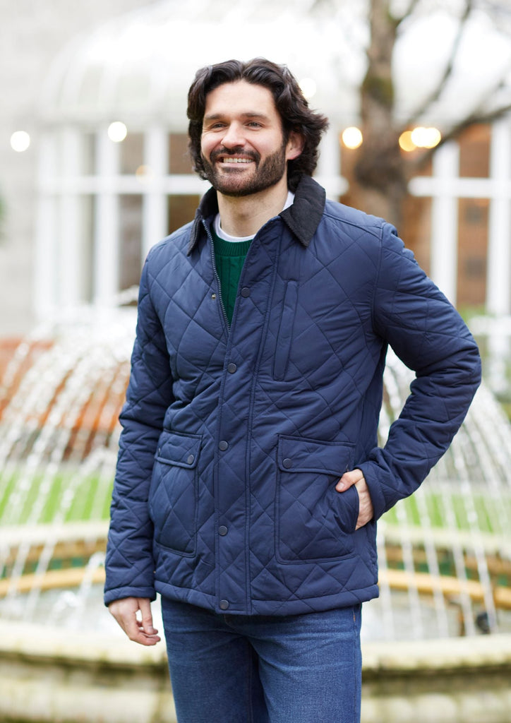 Diamond Quilted Jacket - Navy-Menswear-Paco