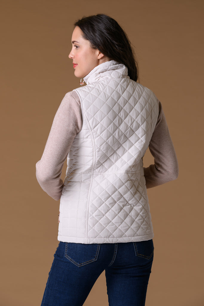 Diamond + Square Fleece Line Gilet - Cream-Gilets-Paco