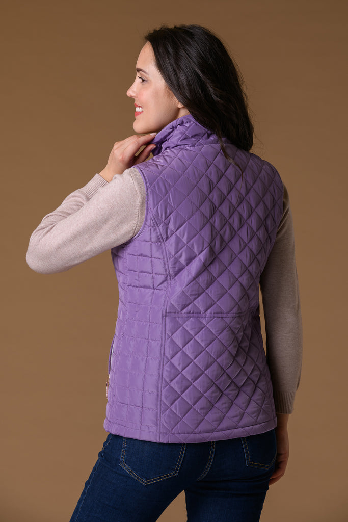 Diamond + Square Fleece Line Gilet - Purple-Gilets-Paco