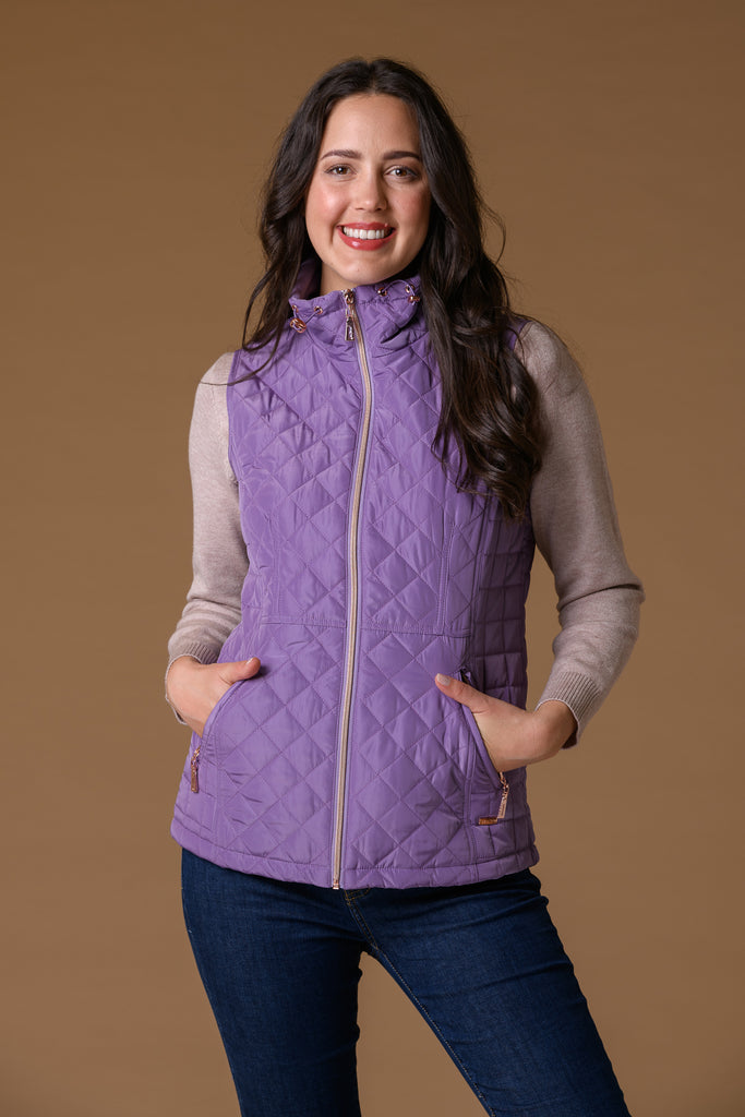 Diamond + Square Fleece Line Gilet - Purple-Gilets-Paco