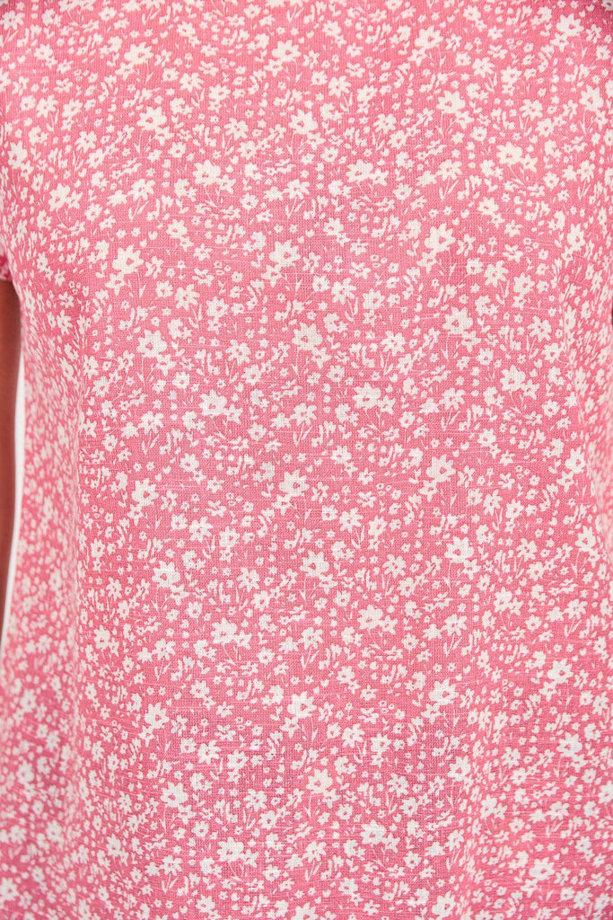 Ditsy Floral Print Top - Pink-Tops-Paco