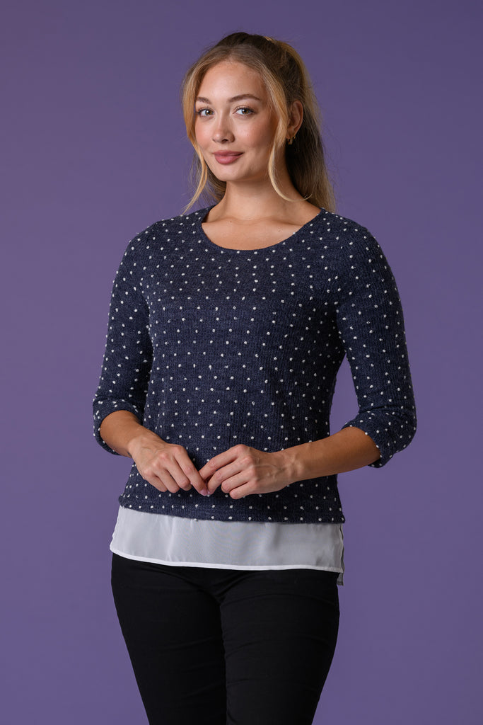 Dotted Hem Top T148111 NAVY-Casualwear-Paco