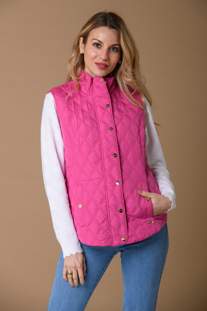 Double Diamond Gilet - Pink-Gilets-Paco